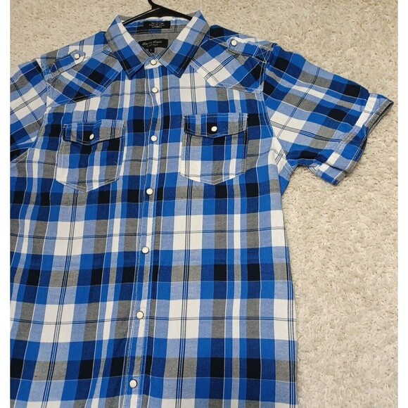 Eighty Eight Platinum Button Up Shirt Large Blue Black Pearl Snap Men Streetware - Picture 3 of 6